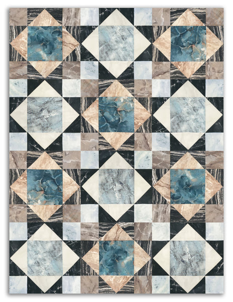 Northcott Pre-Cut 12 Block King's Crown Quilt Kit - Stonehenge Surfaces - Marble