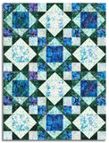 Matt's Hoffman Batik Pre-Cut 12 Block King's Crown Quilt Kit - Mermaid Lagoon - Prism
