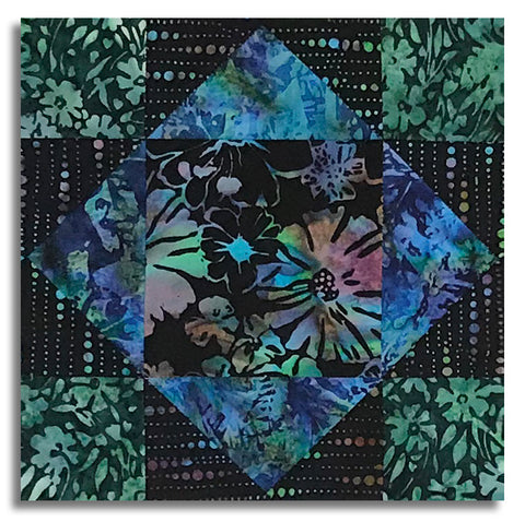 Matt's Hoffman Batik Pre-Cut 12 Block King's Crown Quilt Kit - Mermaid Lagoon - Spectrum