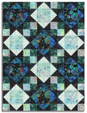 Matt's Hoffman Batik Pre-Cut 12 Block King's Crown Quilt Kit - Mermaid Lagoon - Spectrum