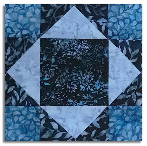 Matt's Hoffman Batik Pre-Cut 12 Block King's Crown Quilt Kit - Into The Snow