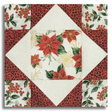 Hoffman Metallic Pre-Cut 12 Block King's Crown Quilt Kit - Blooming Holidays