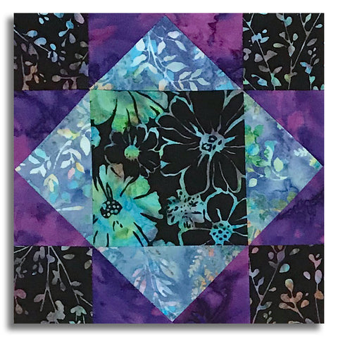 Hoffman Batik Pre-Cut 12 Block King's Crown Quilt Kit - Electric Slide
