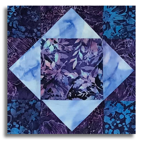 Hoffman Batik Pre-Cut 12 Block King's Crown Quilt Kit - Morning Glory