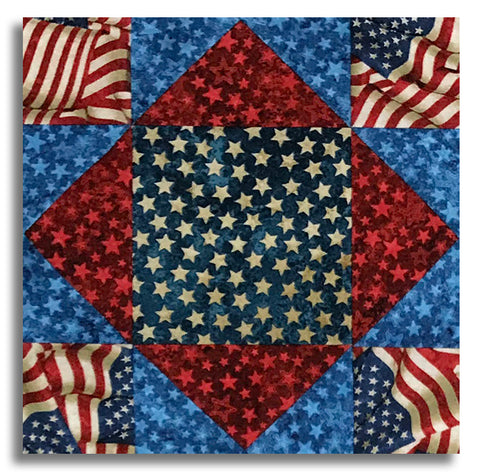 Northcott Pre-Cut 12 Block King's Crown Quilt Kit - Stars & Stripes 14