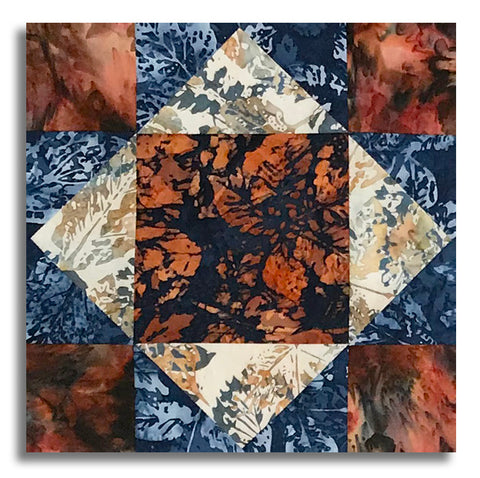 Hoffman Batik Pre-Cut 12 Block King's Crown Quilt Kit - Clear Skies