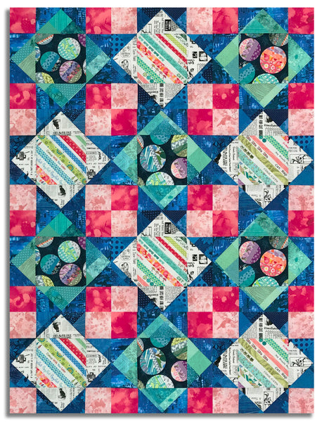 Matt's Studio E Pre-Cut 12 Block King's Crown Quilt Kit - Meow Mix