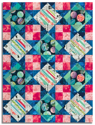 Matt's Studio E Pre-Cut 12 Block King's Crown Quilt Kit - Meow Mix