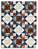 Hoffman Batik Pre-Cut 12 Block King's Crown Quilt Kit - Clear Skies