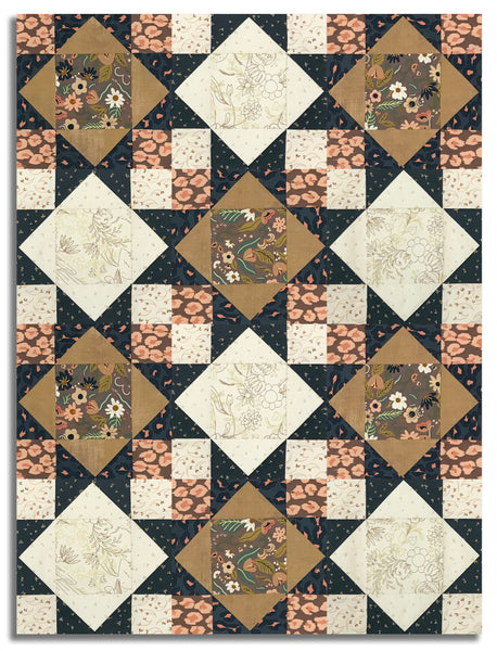 Moda Pre-Cut 12 Block King's Crown Quilt Kit - Sunlit Ruins