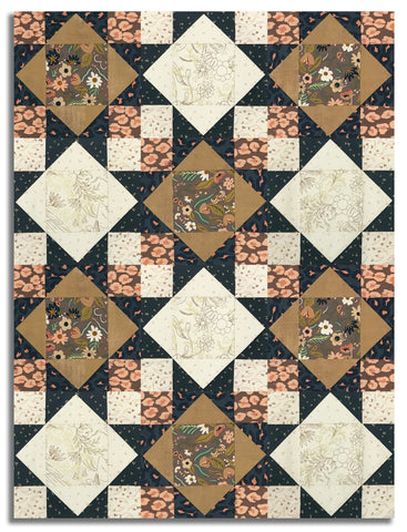 Moda Pre-Cut 12 Block King's Crown Quilt Kit - Sunlit Ruins