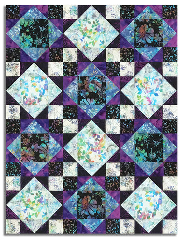 Hoffman Batik Pre-Cut 12 Block King's Crown Quilt Kit - Electric Slide