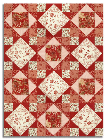 Matt's Moda Pre-Cut 12 Block King's Crown Quilt Kit - Le Jardin Rouge