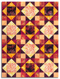 Matt's Hoffman Batik Pre-Cut 12 Block King's Crown Quilt Kit - Sundown