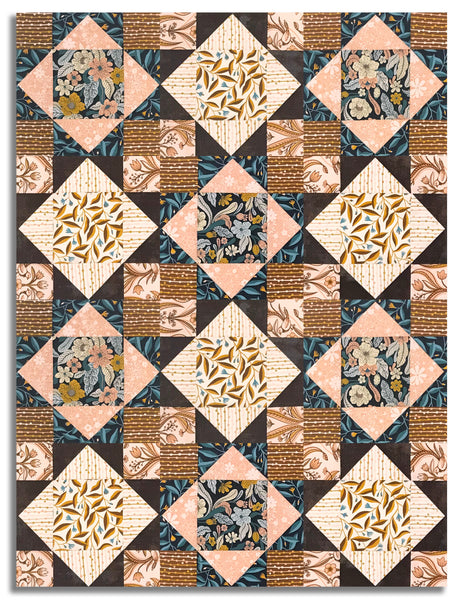 Matt's Moda Pre-Cut 12 Block King's Crown Quilt Kit - Feather & Forest Bloom