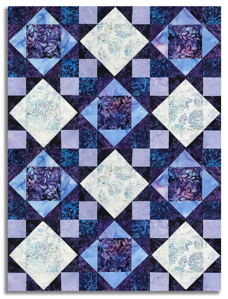 Hoffman Batik Pre-Cut 12 Block King's Crown Quilt Kit - Morning Glory