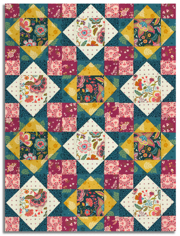 Matt's Moda Pre-Cut 12 Block King's Crown Quilt Kit - Sitara