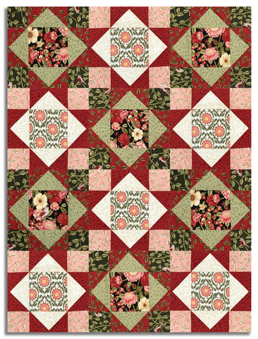Riley Blake Pre-Cut 12 Block King's Crown Quilt Kit - Tangled Garden