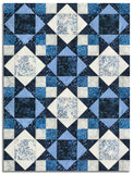 Matt's Hoffman Batik Pre-Cut 12 Block King's Crown Quilt Kit - Into The Snow