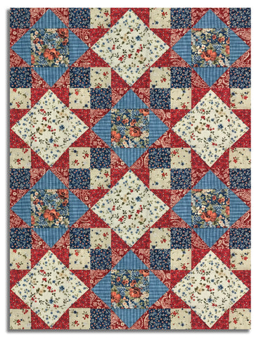 Northcott Pre-Cut 12 Block King's Crown Quilt Kit - Farmhouse Sampler