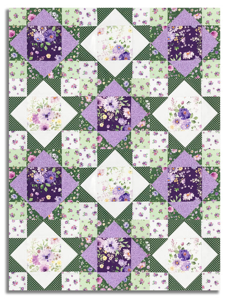 Matt's Clothworks Pre-Cut 12 Block King's Crown Quilt Kit - Chateau En Fleur