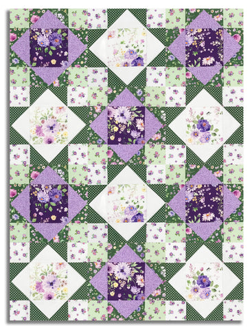 Matt's Clothworks Pre-Cut 12 Block King's Crown Quilt Kit - Chateau En Fleur