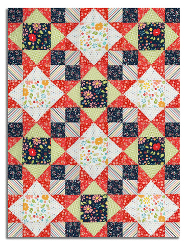 Moda Pre-Cut 12 Block King's Crown Quilt Kit - Delightfully Yours