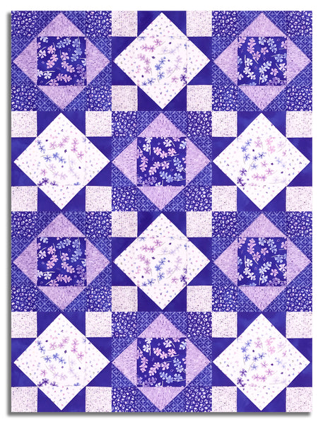 Moda Pre-Cut 12 Block King's Crown Quilt Kit - Delphinium