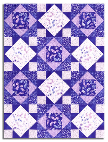 Moda Pre-Cut 12 Block King's Crown Quilt Kit - Delphinium