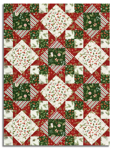 Matt's Riley Blake Pre-Cut 12 Block King's Crown Quilt Kit - Holiday Spirit