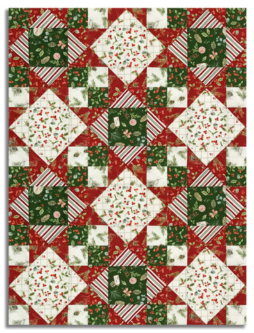 Matt's Riley Blake Pre-Cut 12 Block King's Crown Quilt Kit - Holiday Spirit