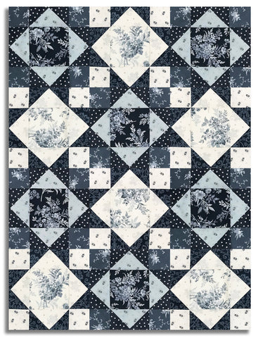 Matt's Moda Pre-Cut 12 Block King's Crown Quilt Kit - Breathtaking Blues