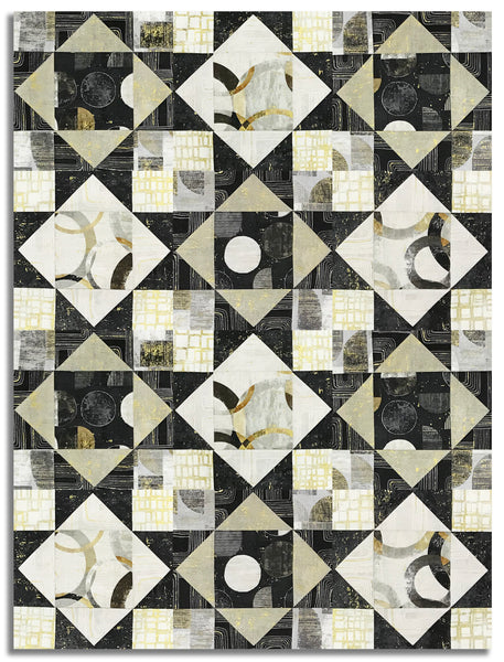 Matt's Northcott Metallic Pre-Cut 12 Block King's Crown Quilt Kit - Gatsby