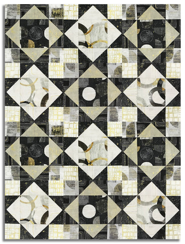 Matt's Northcott Metallic Pre-Cut 12 Block King's Crown Quilt Kit - Gatsby