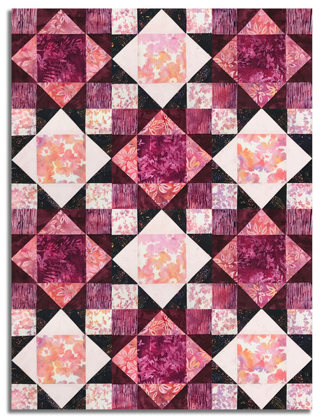 Hoffman Batik Pre-Cut 12 Block King's Crown Quilt Kit - Huckleberry Haven