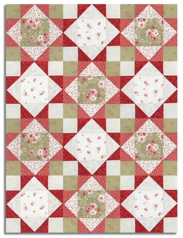 Studio E Pre-Cut 12 Block King's Crown Quilt Kit - Elizabeth