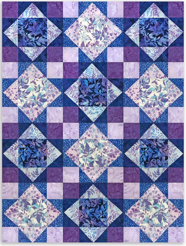 Hoffman Vorgeschnittenes King's Crown Quilt-Set mit 12 Blöcken – Libellen in der Abenddämmerung