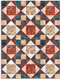 Hoffman Pre-Cut 12 Block King's Crown Quilt Kit - Paprika