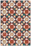 Hoffman Pre-Cut 12 Block King's Crown Quilt Kit - Paprika