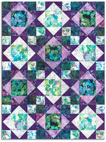 Hoffman Batik Pre-Cut 12 Block King's Crown Quilt Kit - Fresh Meadow