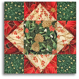 Kaufman Pre-Cut 12 Block King's Crown Quilt Kit - Holiday Flourish: Festive Finery - Holiday