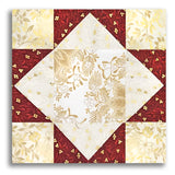 Kaufman Pre-Cut 12 Block King's Crown Quilt Kit - Holiday Flourish: Festive Finery - Holiday