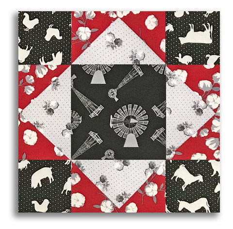 Studio E Pre-Cut 12 Block King's Crown Quilt Kit - Scarlet Farm