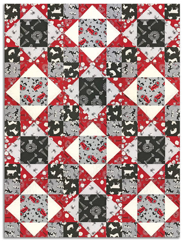 Studio E Pre-Cut 12 Block King's Crown Quilt Kit - Scarlet Farm