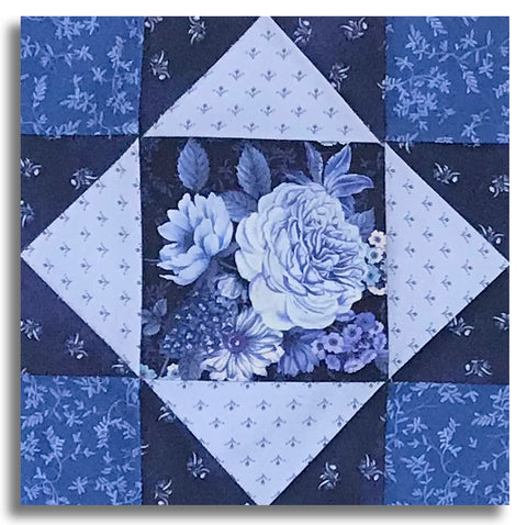Windham Pre-Cut 12 Block King's Crown Quilt Kit - China Blue