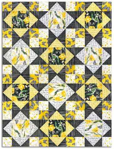 Windham Pre-Cut 12 Block King's Crown Quilt Kit - Tulip Fields