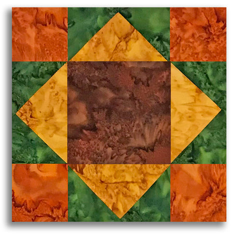 Hoffman Watercolor Batik Pre-Cut 12 Block King's Crown Quilt Kit - Harvest Joy