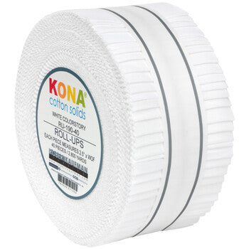 Kaufman Kona Cotton Pre-Cut 40 Piece Jelly Roll Up - White 190-40