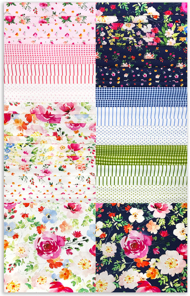 Clothworks cuadrados de pastel en capas precortados de 42 piezas de 10" - digital - tsq0462 - florecer