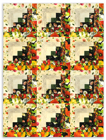 Vorgeschnittenes Clothworks Quilt-Set mit 12 Blöcken von Clothworks – Poppy Dreams